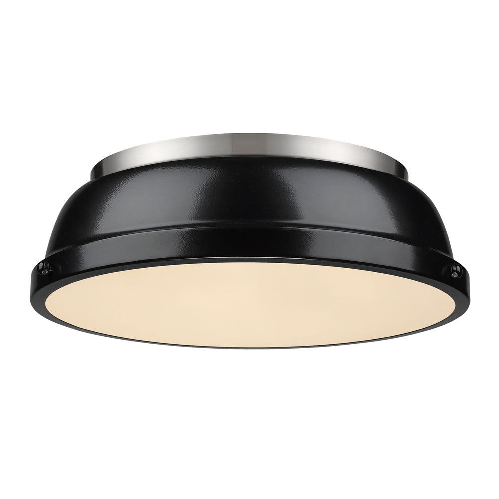 Duncan 14" Flush Mount in Pewter with a Black Shade