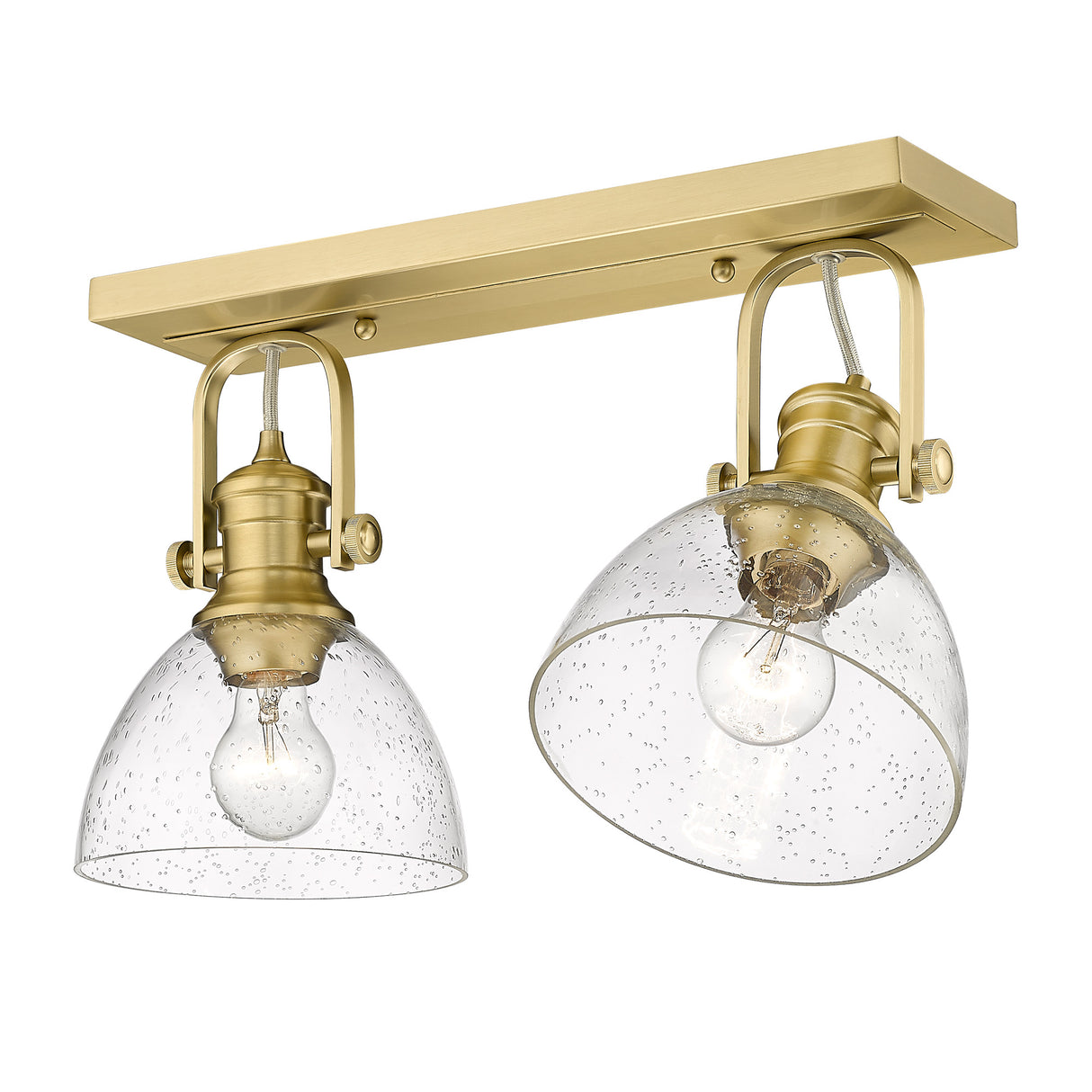 Hines 2 Light Semi-Flush in Brushed Champagne Bronze with Seeded Glass Shades