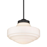 Ingalls Large Pendant in Matte Black with Vintage Milk Glass Shade
