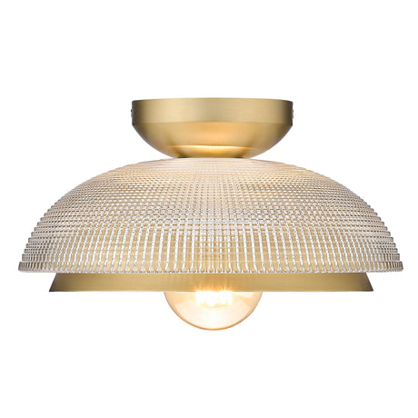 Crawford Flush Mount in Brushed Champagne Bronze with Retro Prism Glass Shade