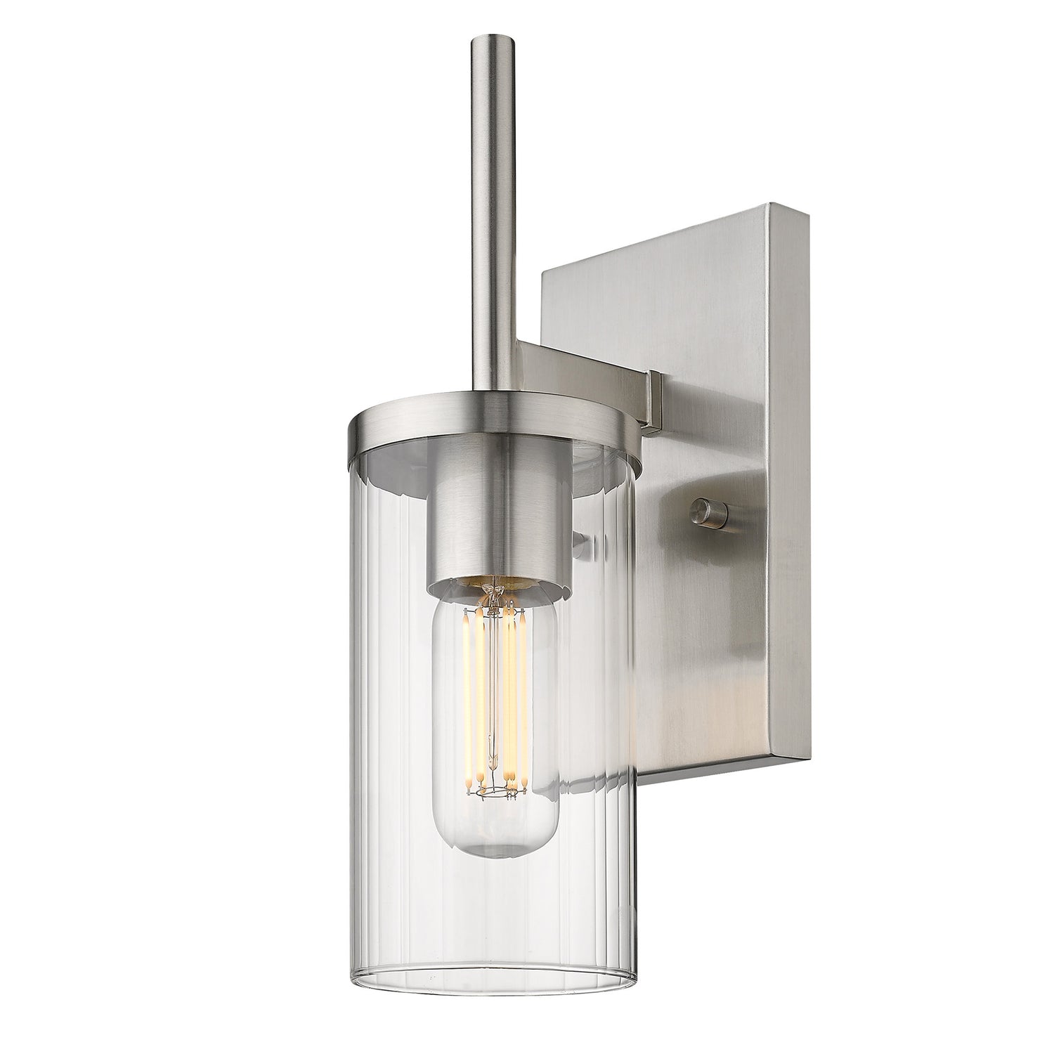 Winslett Wall Sconce in Pewter with Ribbed Clear Glas Shade