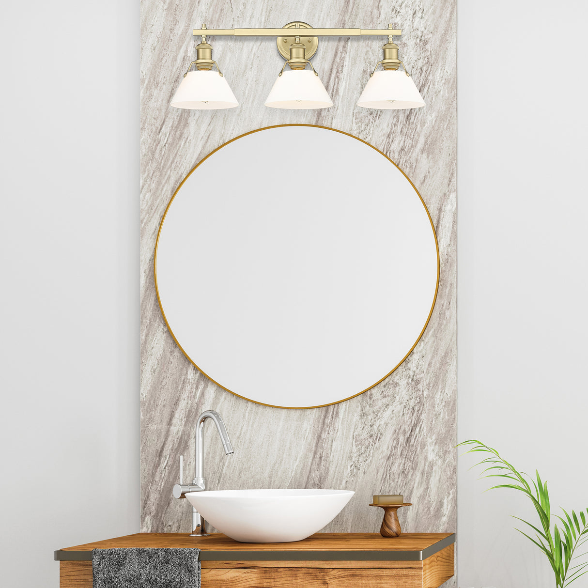 Orwell BCB 3 Light Bath Vanity in Brushed Champagne Bronze with Opal Glass Shades