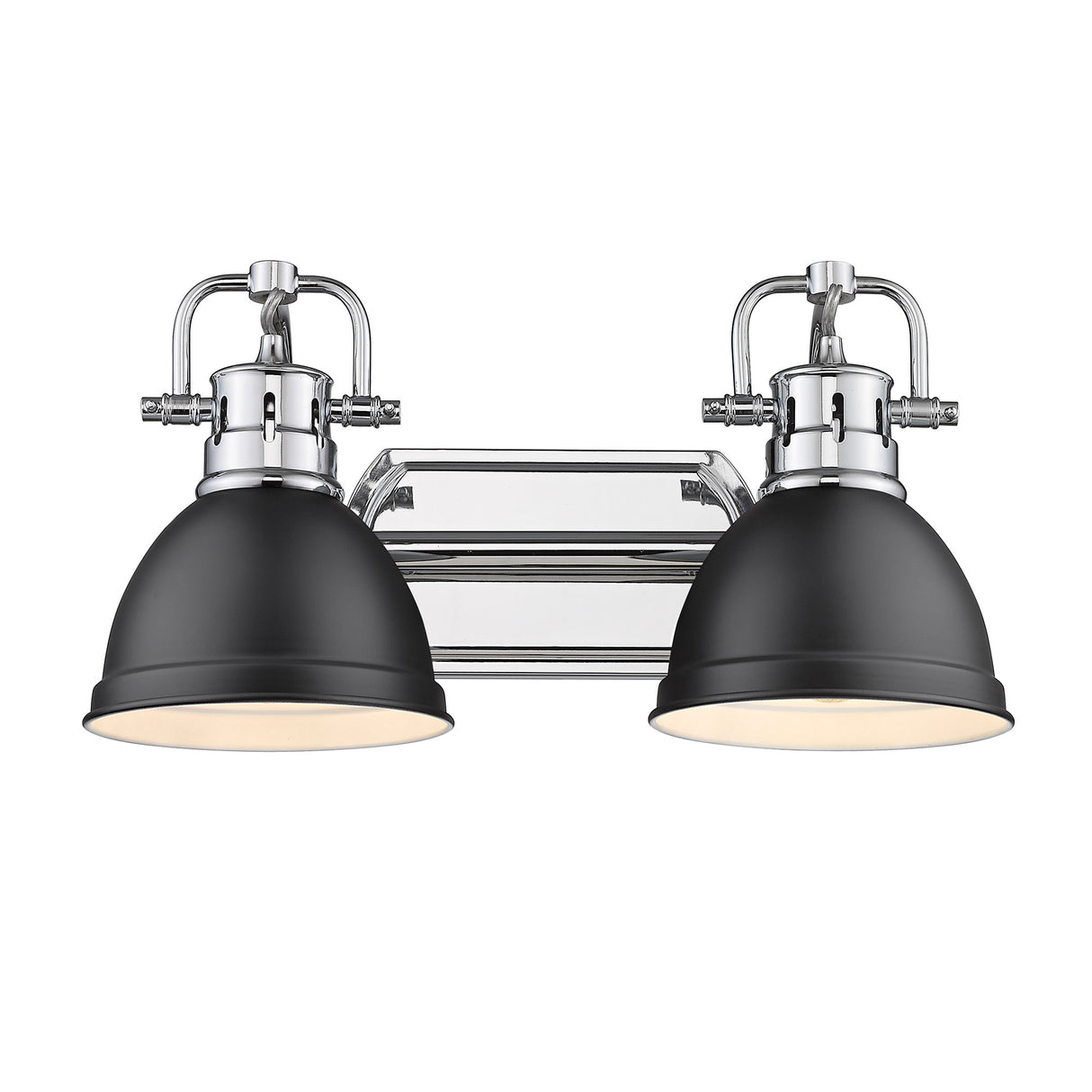 Duncan 2 Light Bath Vanity in Chrome with Matte Black Shades