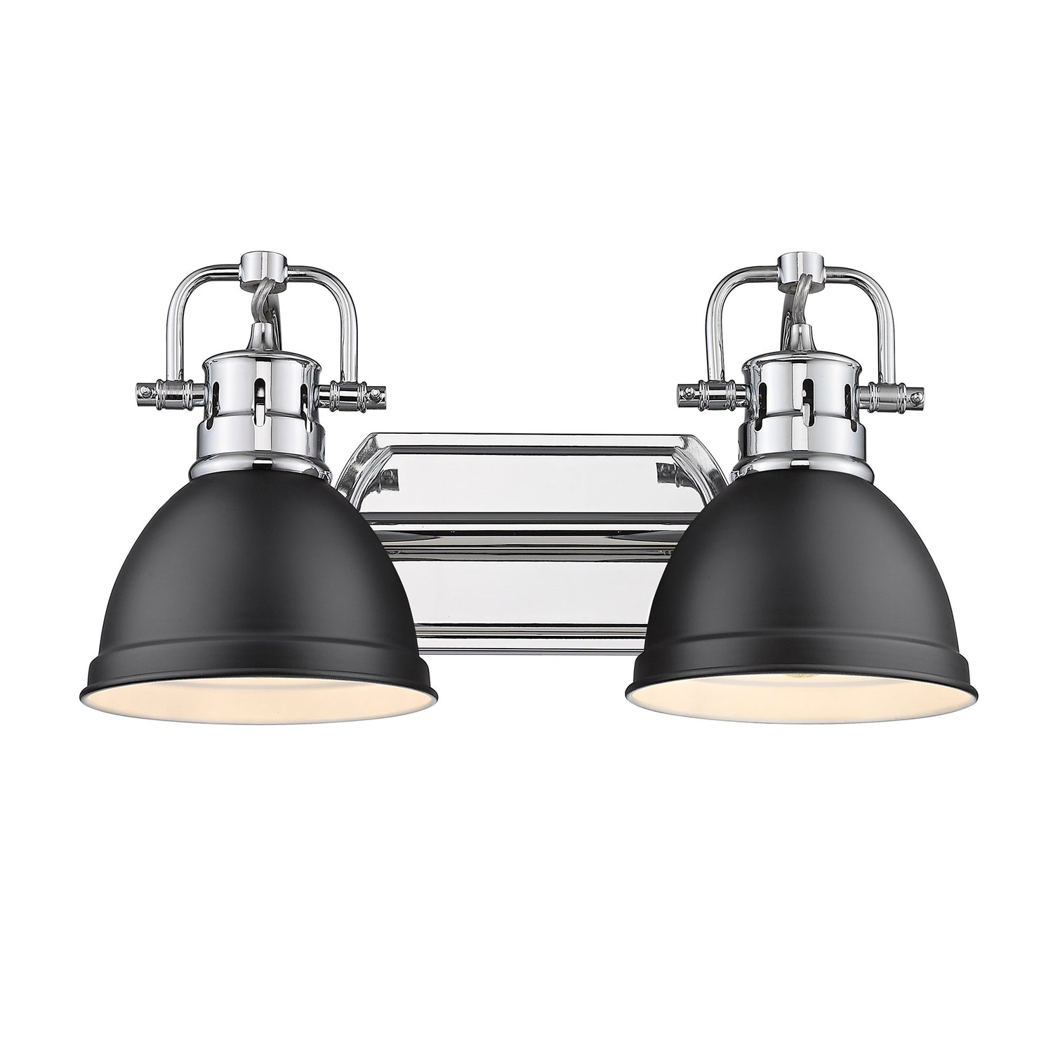 Duncan 2 Light Bath Vanity in Chrome with Matte Black Shades