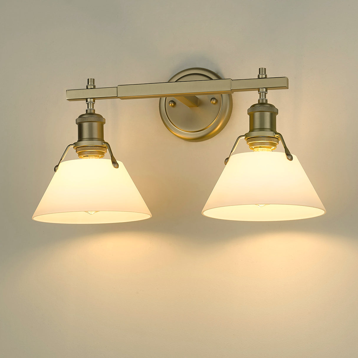 Orwell BLK 2 Light Bath Vanity in Brushed Champagne Bronze with Opal Glass Shade