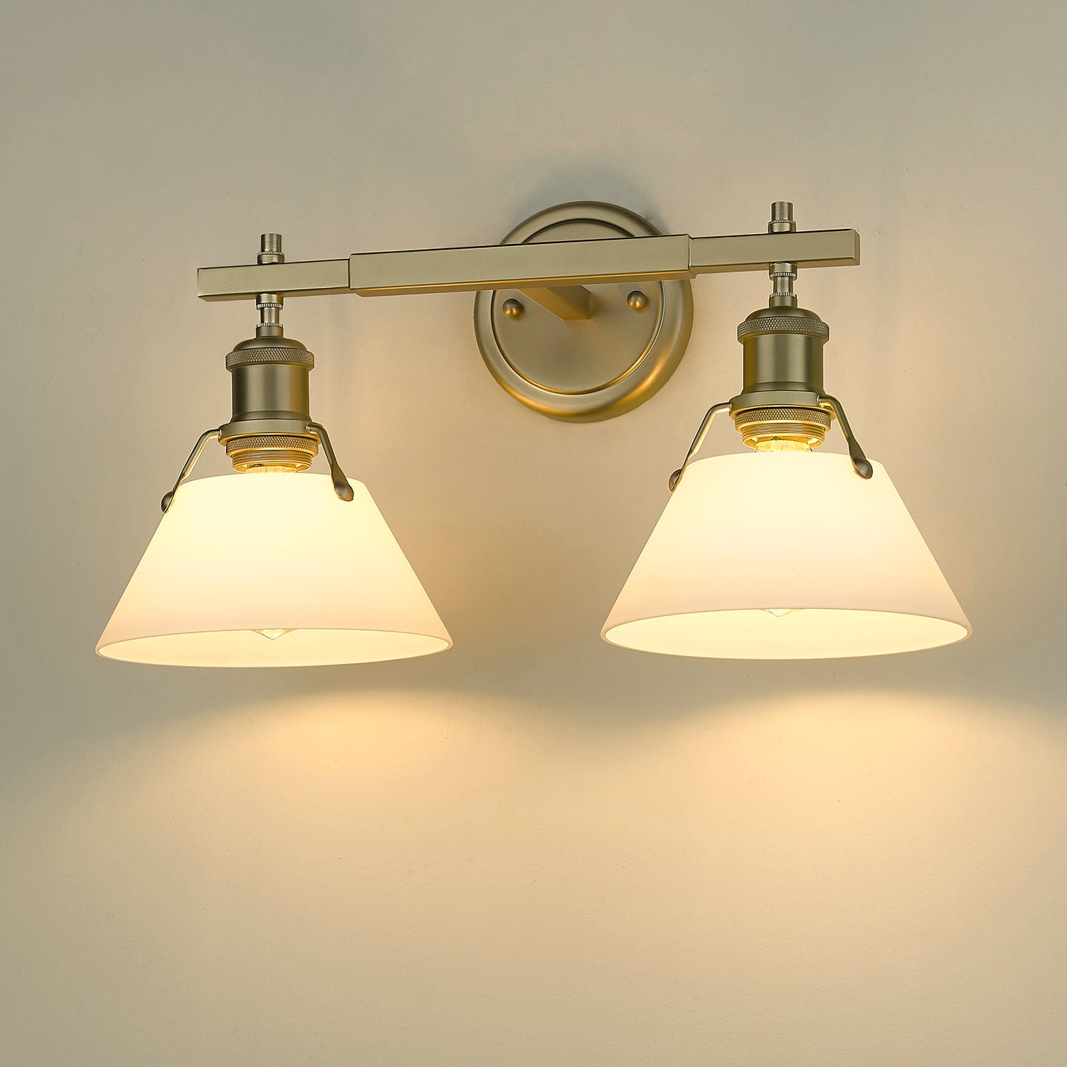 Orwell BLK 2 Light Bath Vanity in Brushed Champagne Bronze with Opal Glass Shade