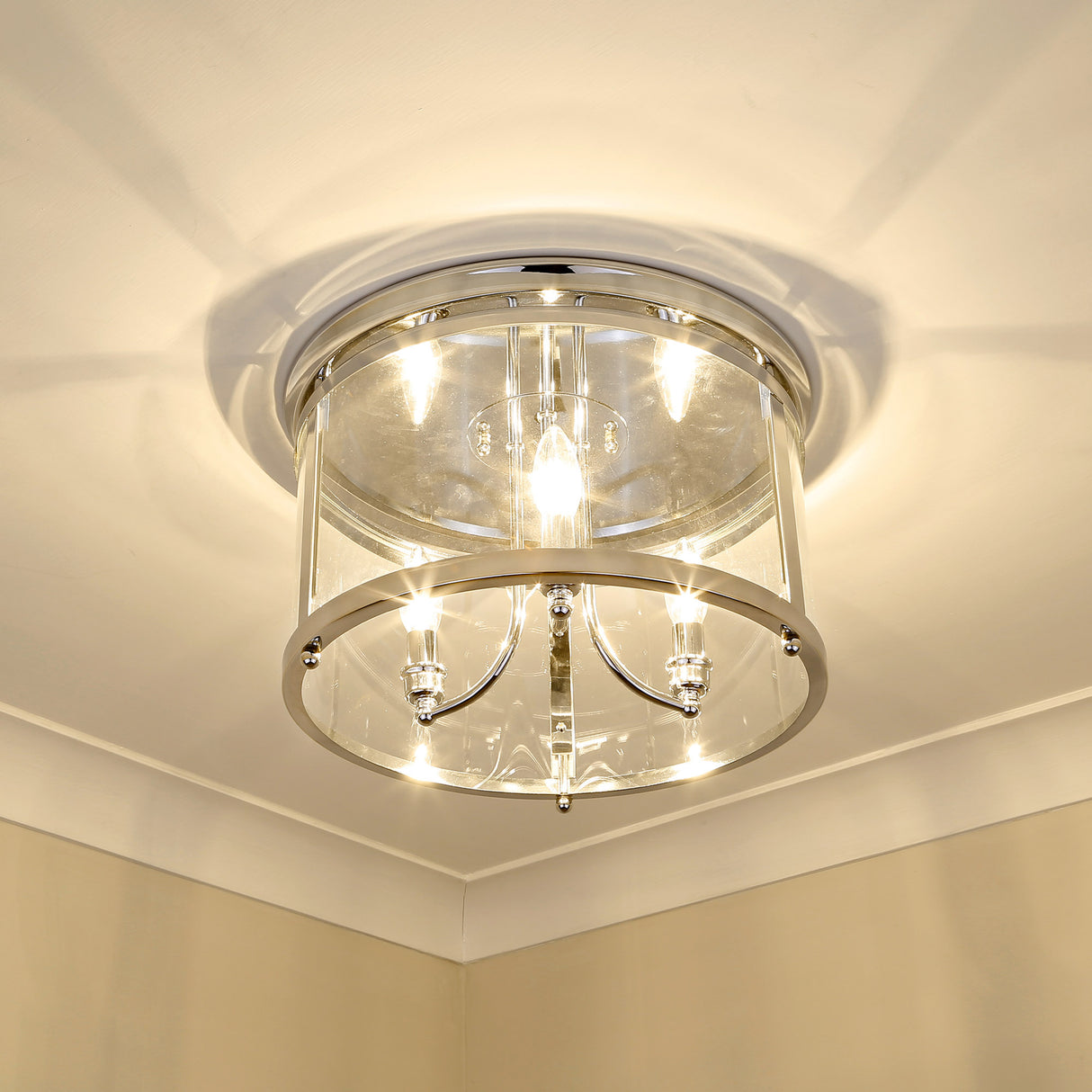 Payton Flush Mount in Chrome with Clear Glass