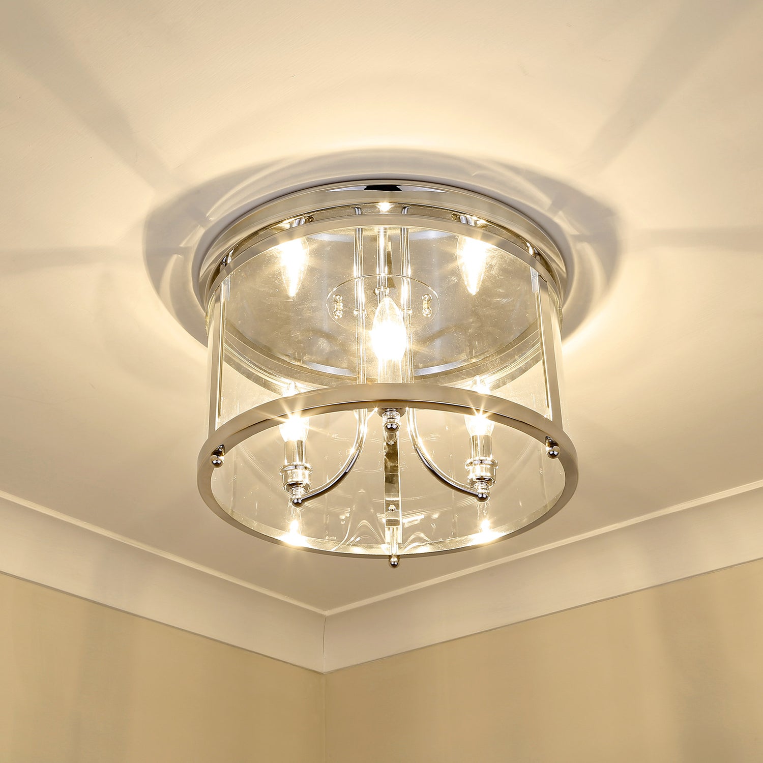 Payton Flush Mount in Chrome with Clear Glass