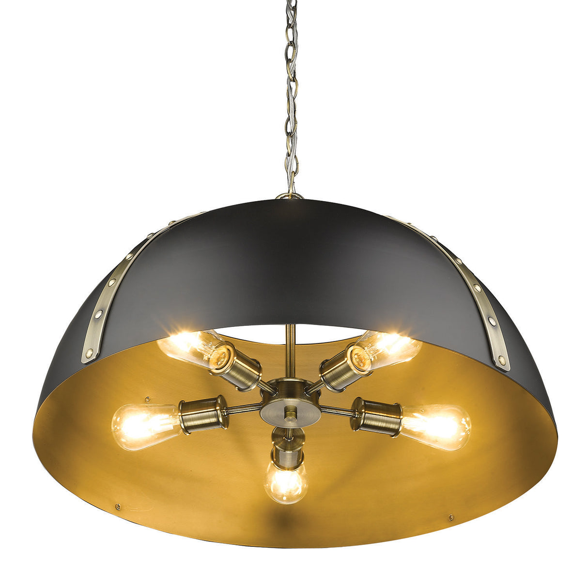 Aldrich AB 5 Light Pendant in Aged Brass