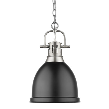 Duncan Small Pendant with Chain in Pewter with a Matte Black Shade