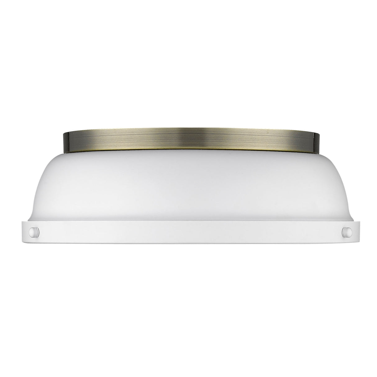 Duncan 14" Flush Mount in Aged Brass with a Matte White Shade