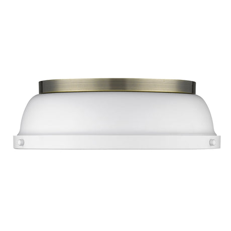Duncan 14" Flush Mount in Aged Brass with a Matte White Shade