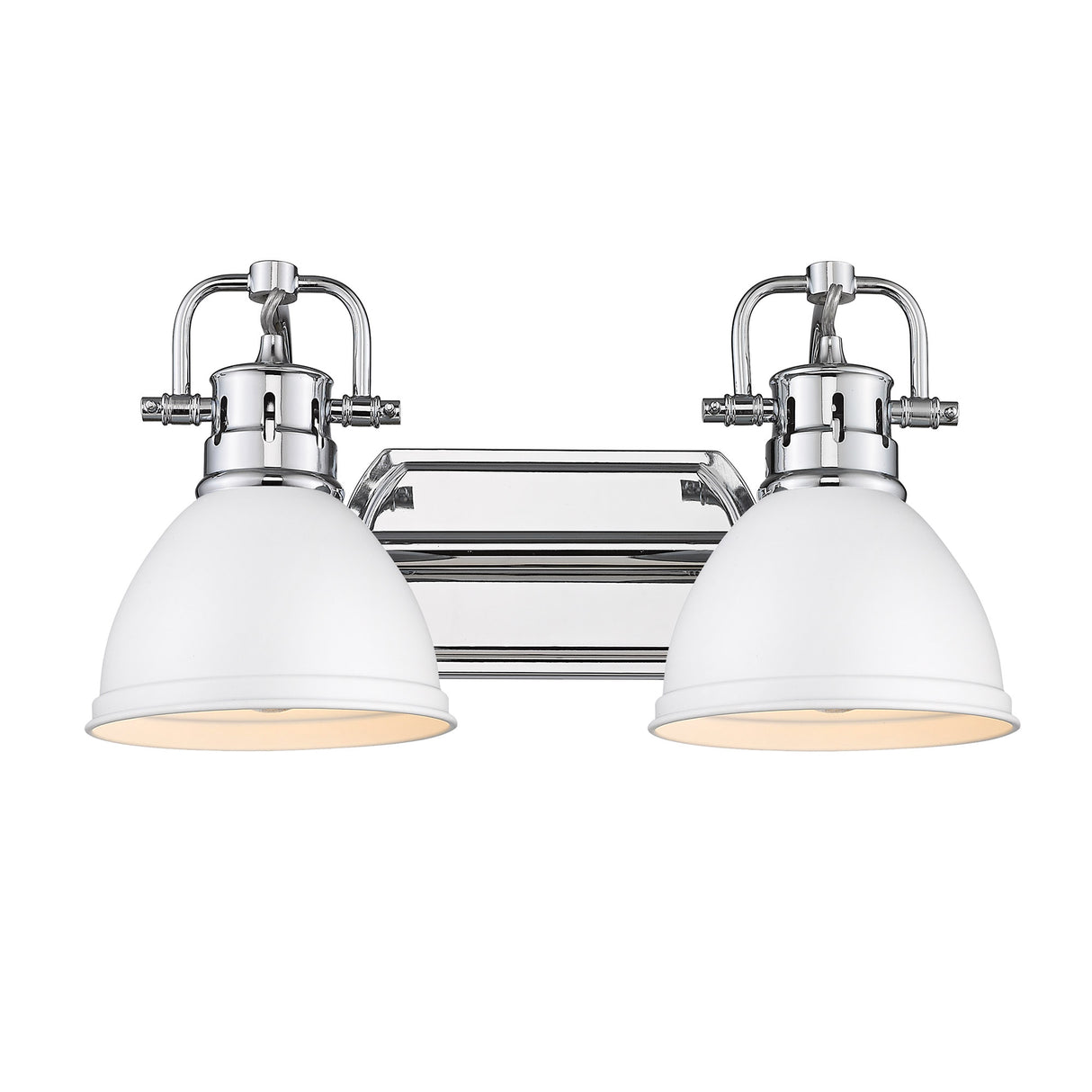 Duncan 2 Light Bath Vanity in Chrome with Matte White Shades