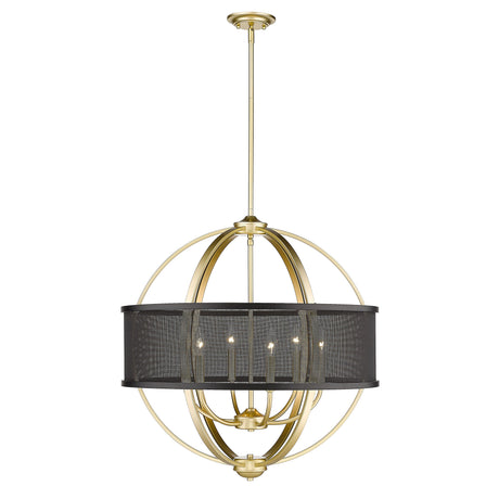 Colson 6 Light Chandelier in Olympic Gold & Matte Black Shade