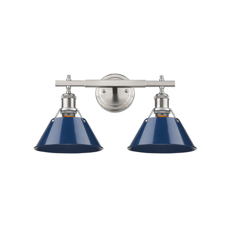 Orwell PW 2 Light Bath Vanity in Pewter with Navy Blue Shade