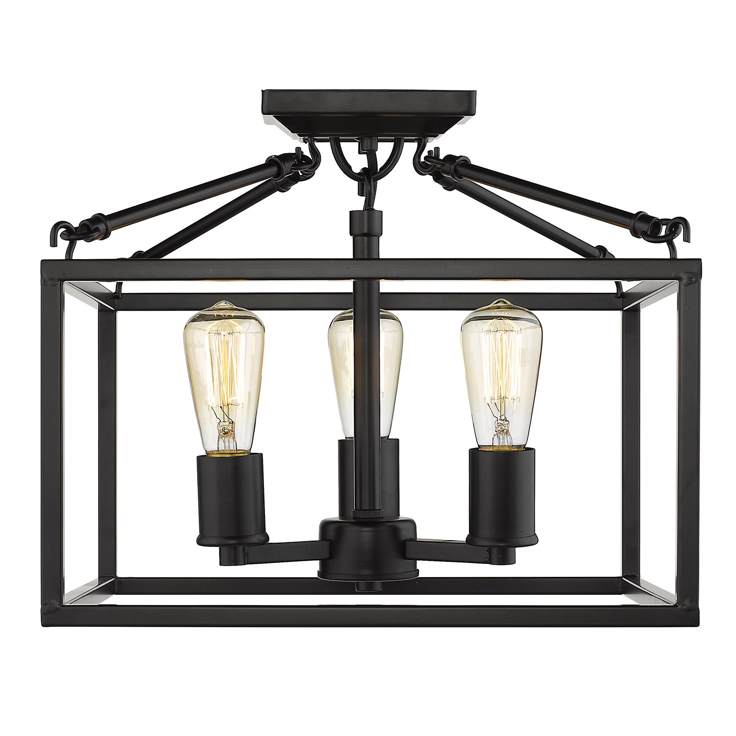Wesson 3-Light Semi-Flush Mount in Black