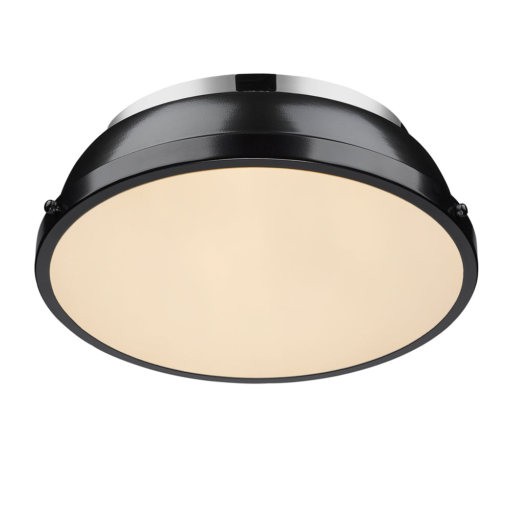 Duncan 14" Flush Mount in Chrome with a Black Shade