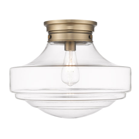 Ingalls Large Semi-Flush in Modern Brass and Clear Glass Shade