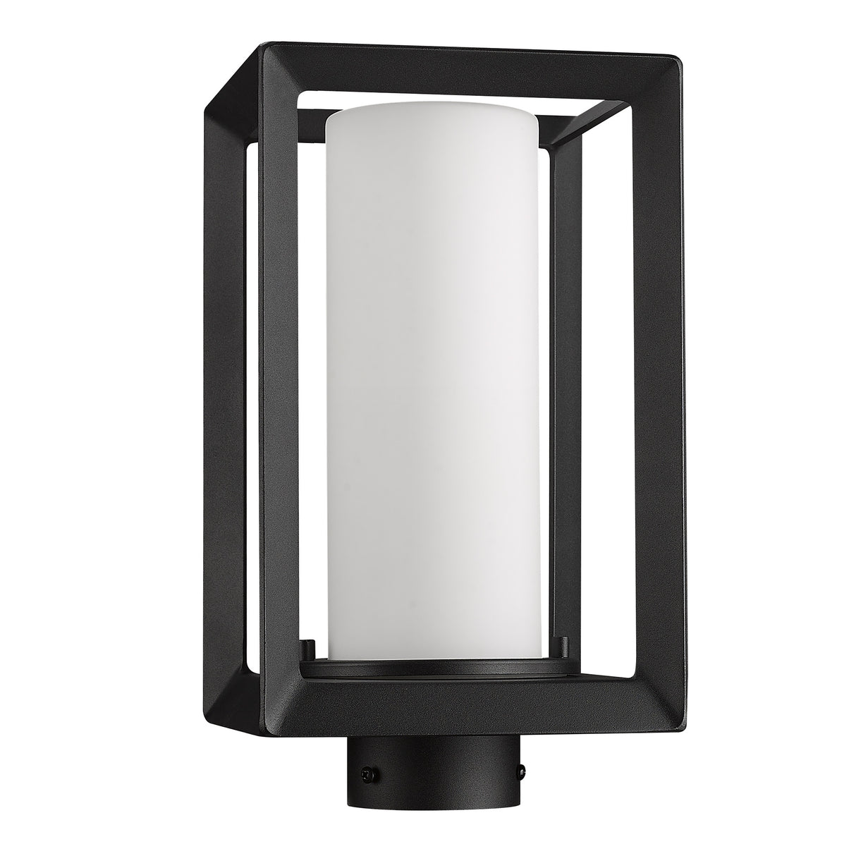 Smyth NB Post Mount - Outdoor in Natural Black with Opal Glass Shade