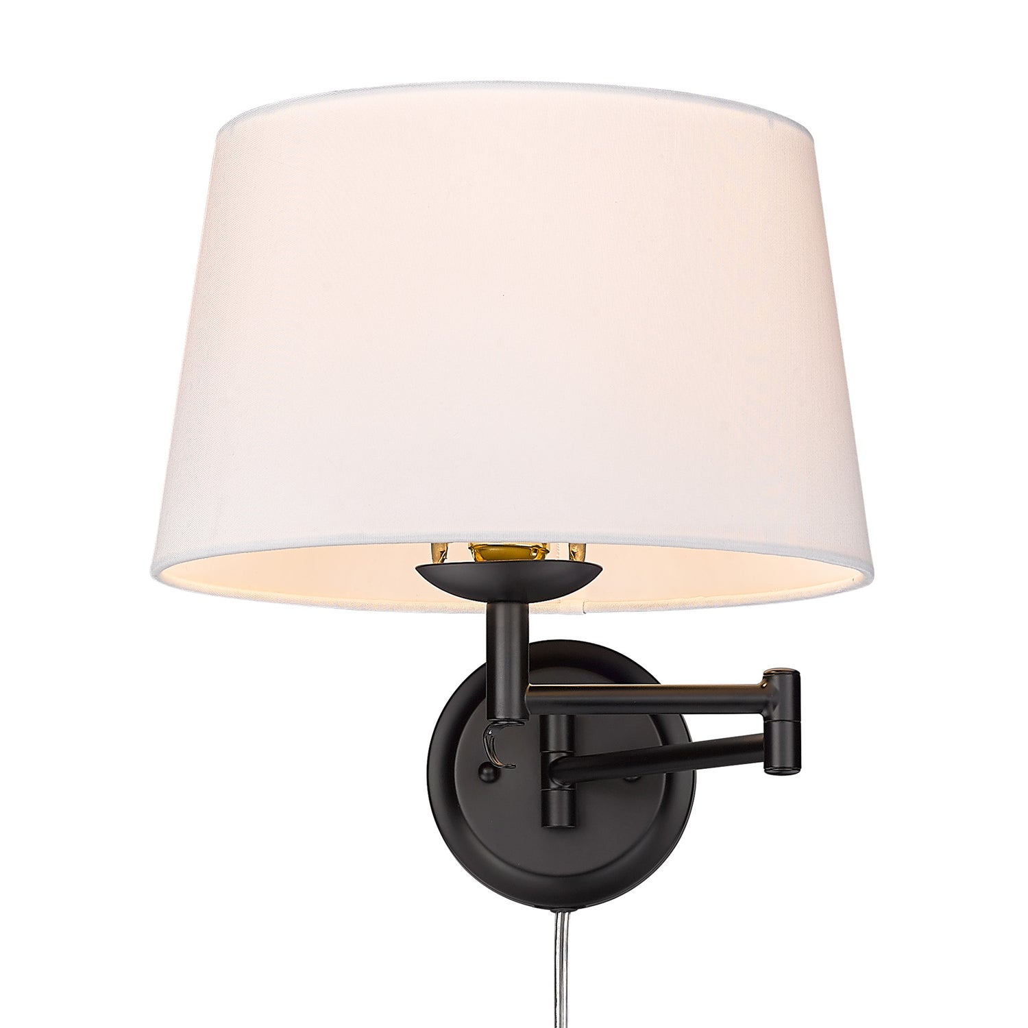 Eleanor Articulating Wall Sconce in Matte Black with Modern White Shade