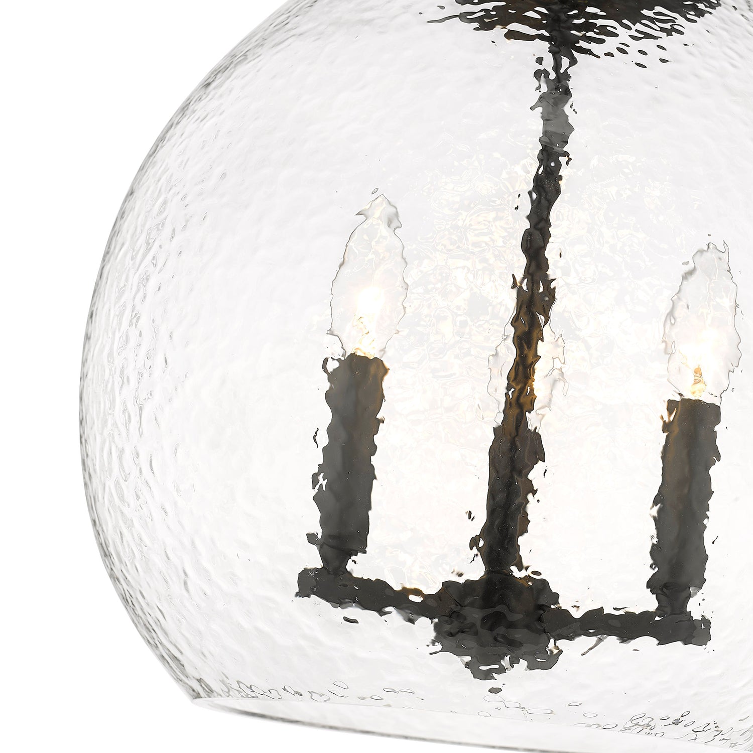 Ariella 3-Light Pendant in Matte Black with Hammered Clear Glass