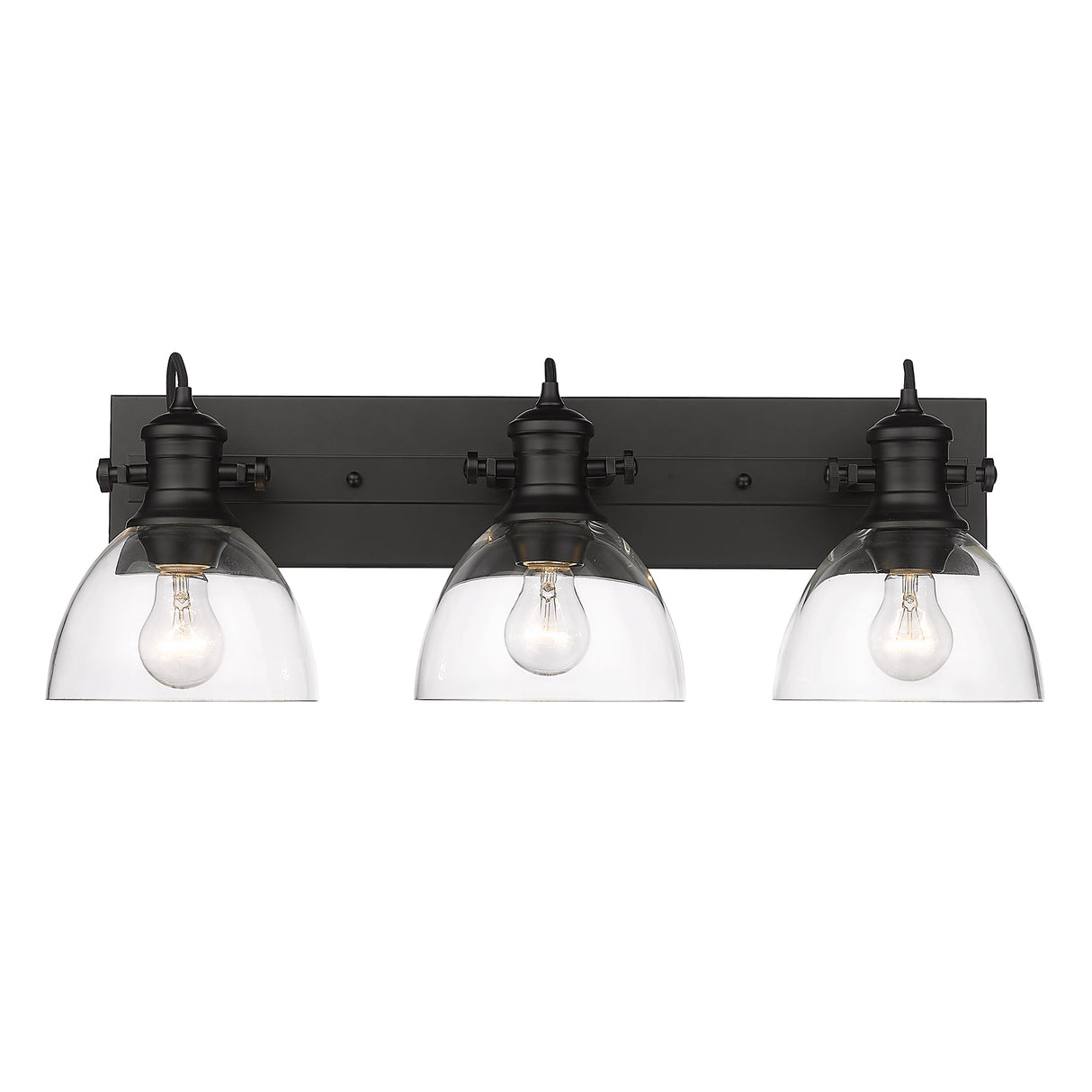Hines 3-Light Bath Vanity in Matte Black with Clear Glass