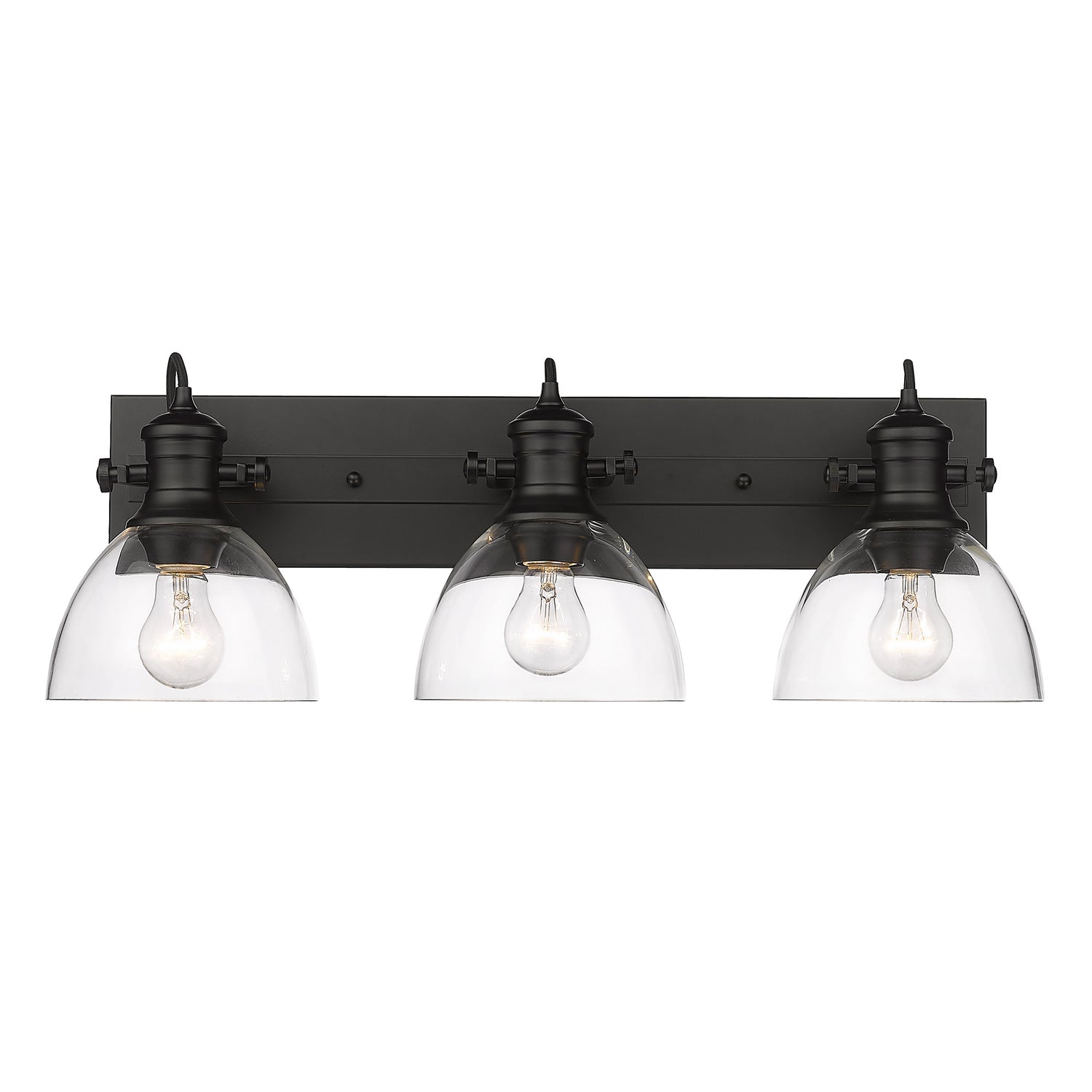 Hines 3-Light Bath Vanity in Matte Black with Clear Glass