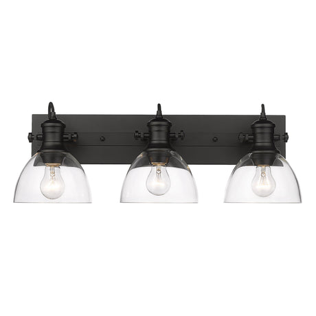 Hines 3-Light Bath Vanity in Matte Black with Clear Glass