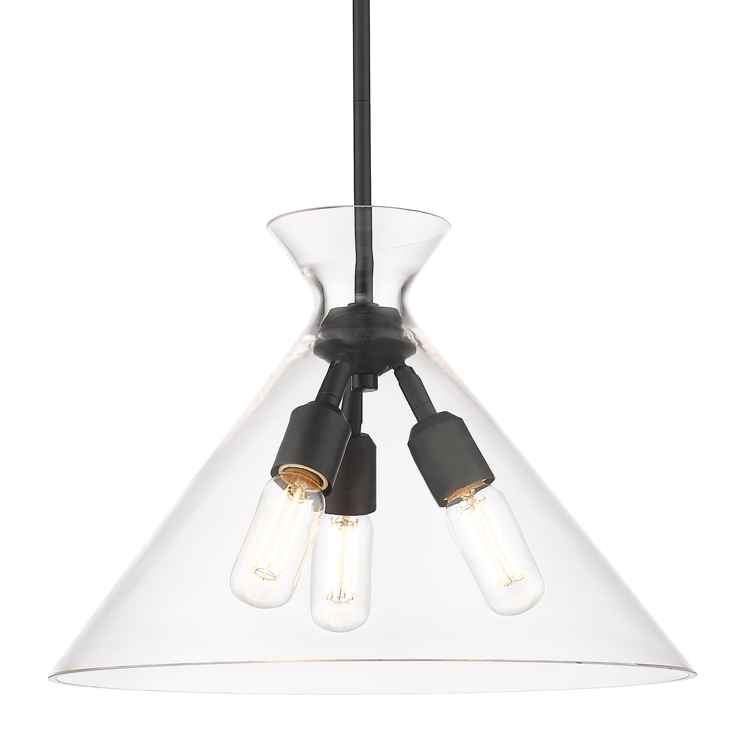 Malta 3 Light Pendant in Matte Black & Clear Glass