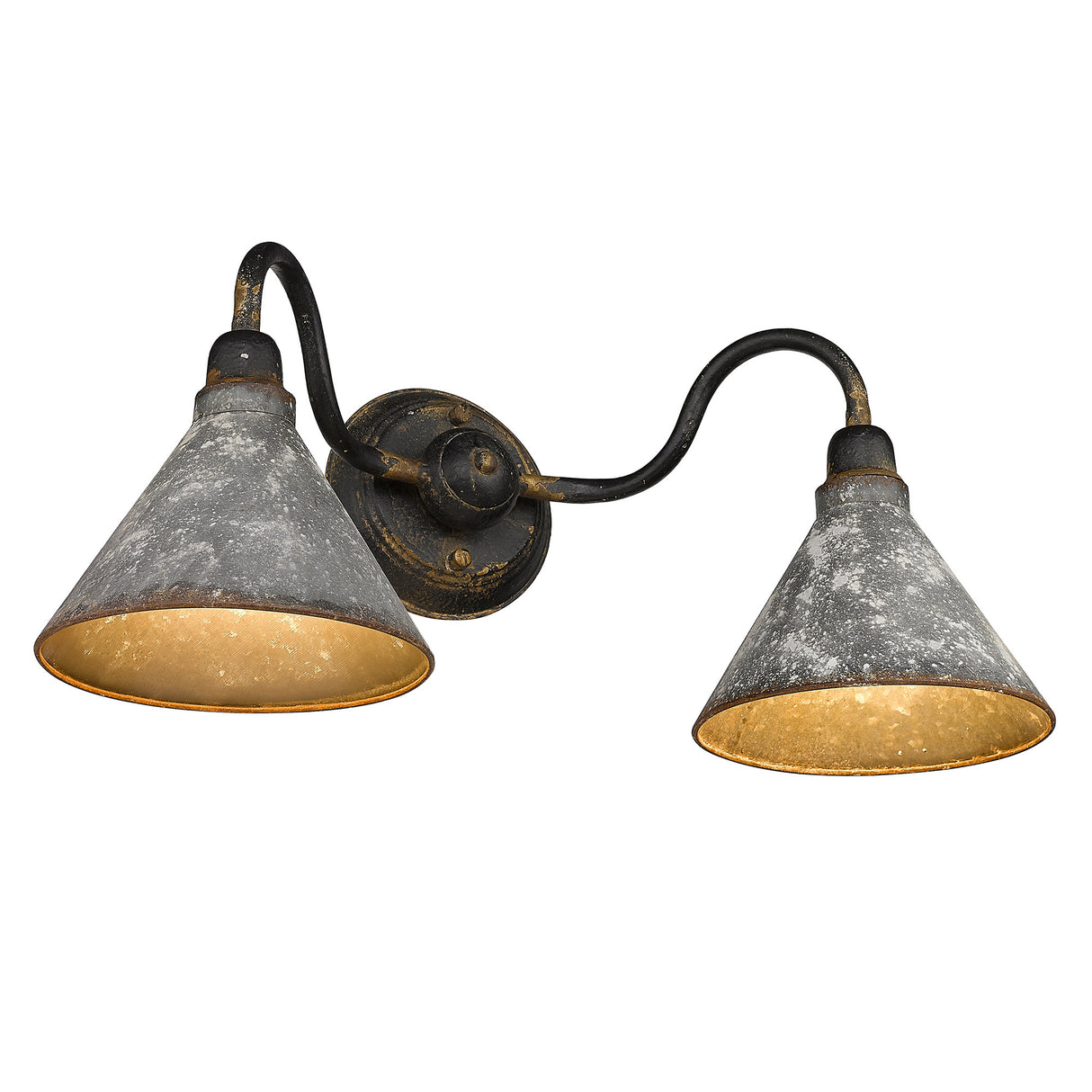 Jasper 2-Light Bath Fixture in Antique Black Iron