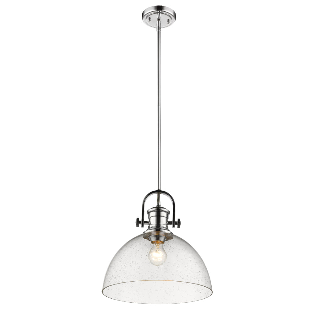 Hines 1-Light Pendant in Chrome with Seeded Glass