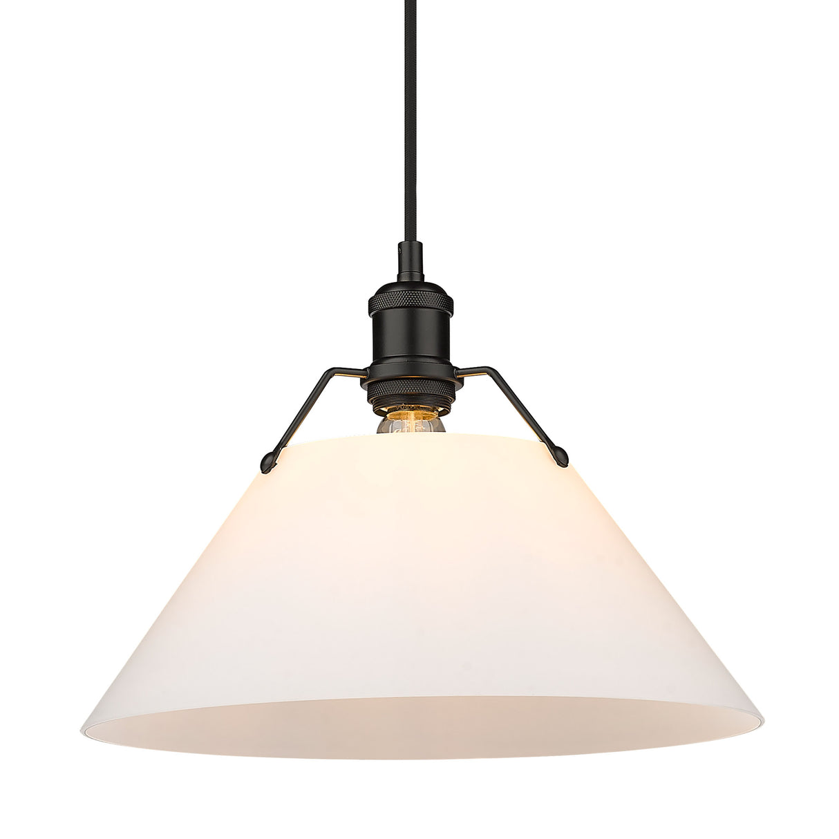 Orwell BLK Large Pendant in Matte Black with Opal Glass Shade