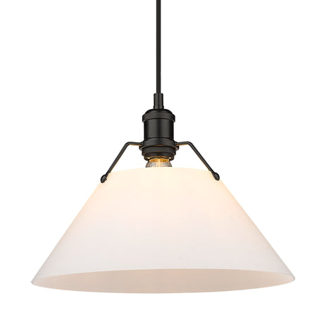 Orwell BLK Large Pendant in Matte Black with Opal Glass Shade