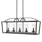 Mercer Linear Pendant in Matte Black with Matte Black Accents and Clear Glass Shades