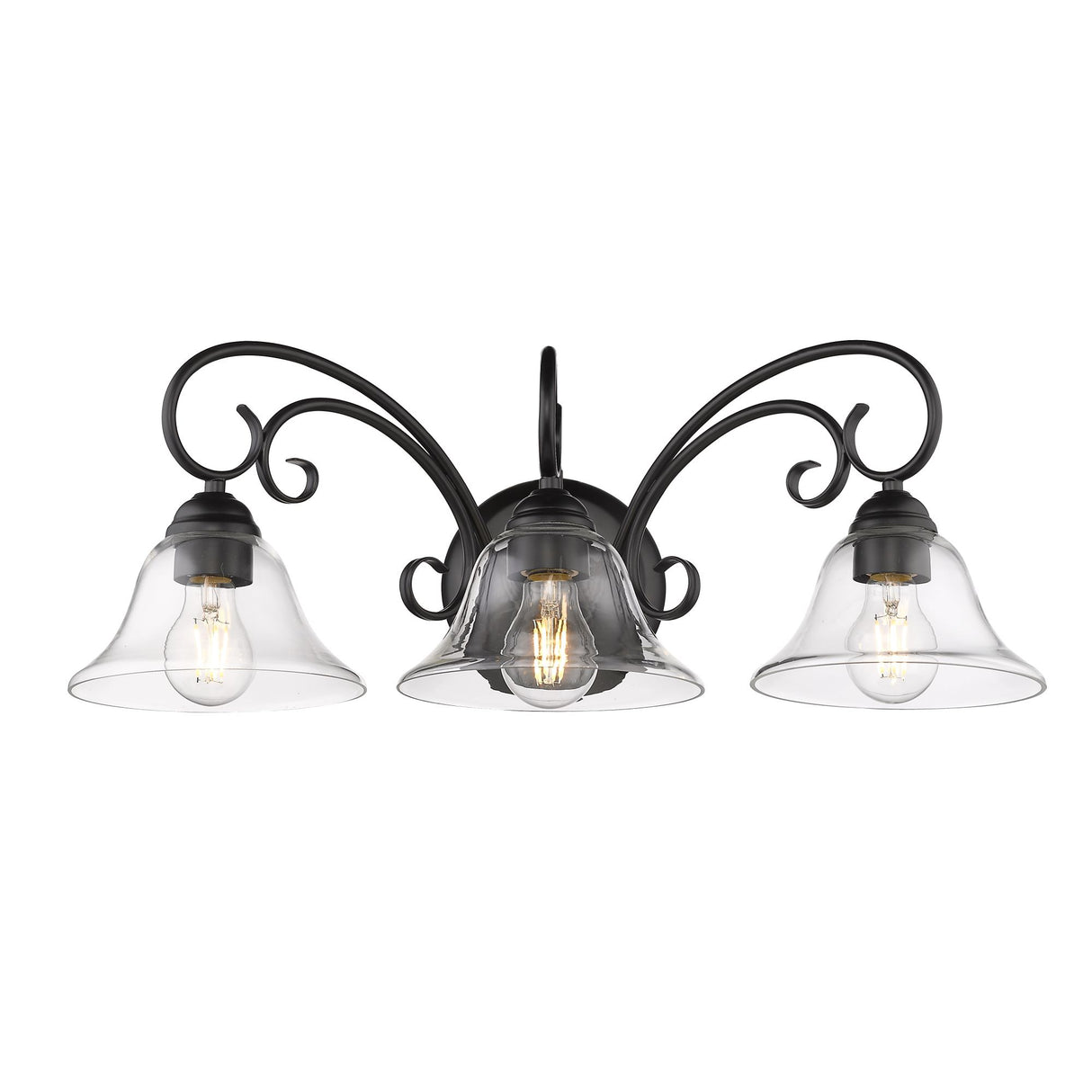 Homestead 3 Light Bath Vanity in Matte Black with Clear Glass