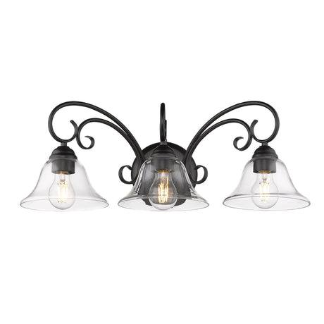 Homestead 3 Light Bath Vanity in Matte Black with Clear Glass