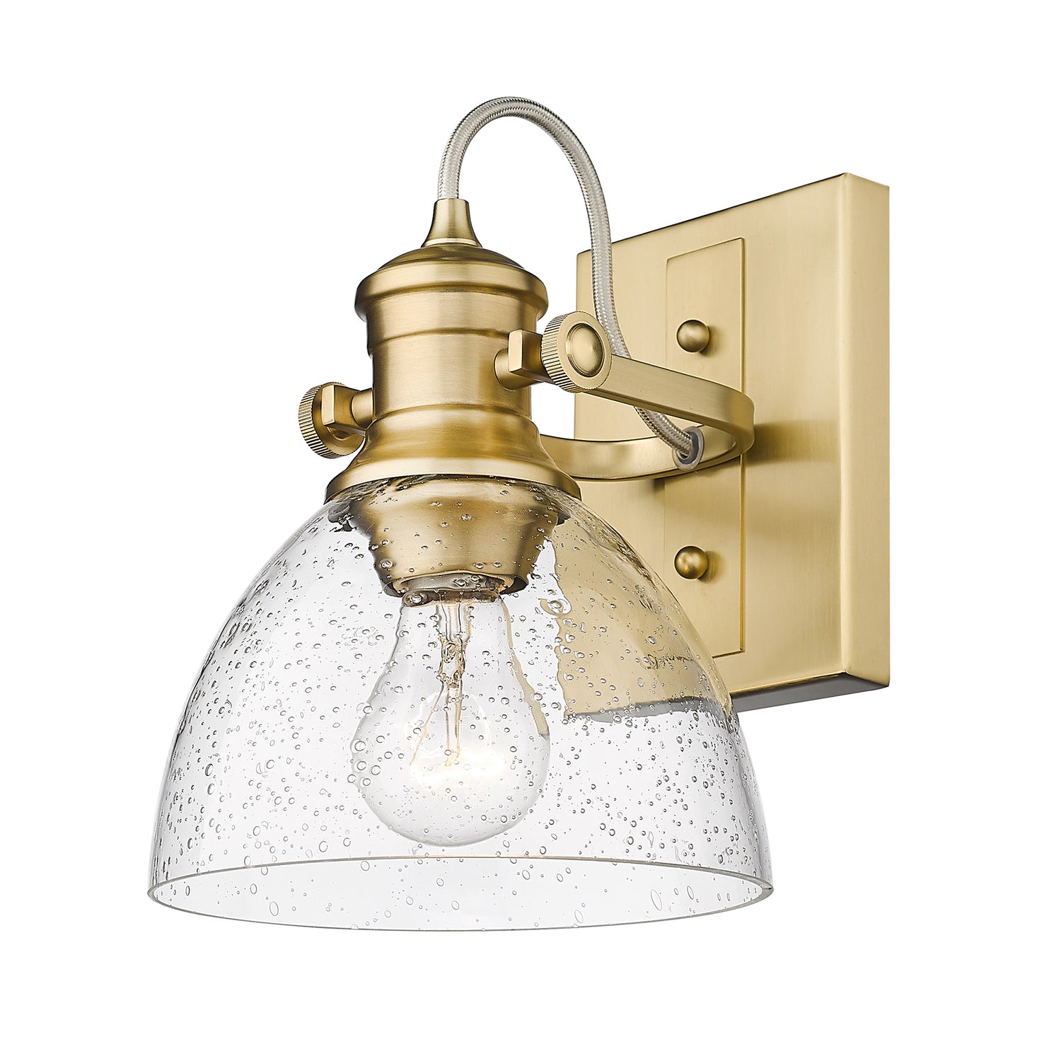 Hines BCB Semi-Flush in Brushed Champagne Bronze with Seeded Glass Shade