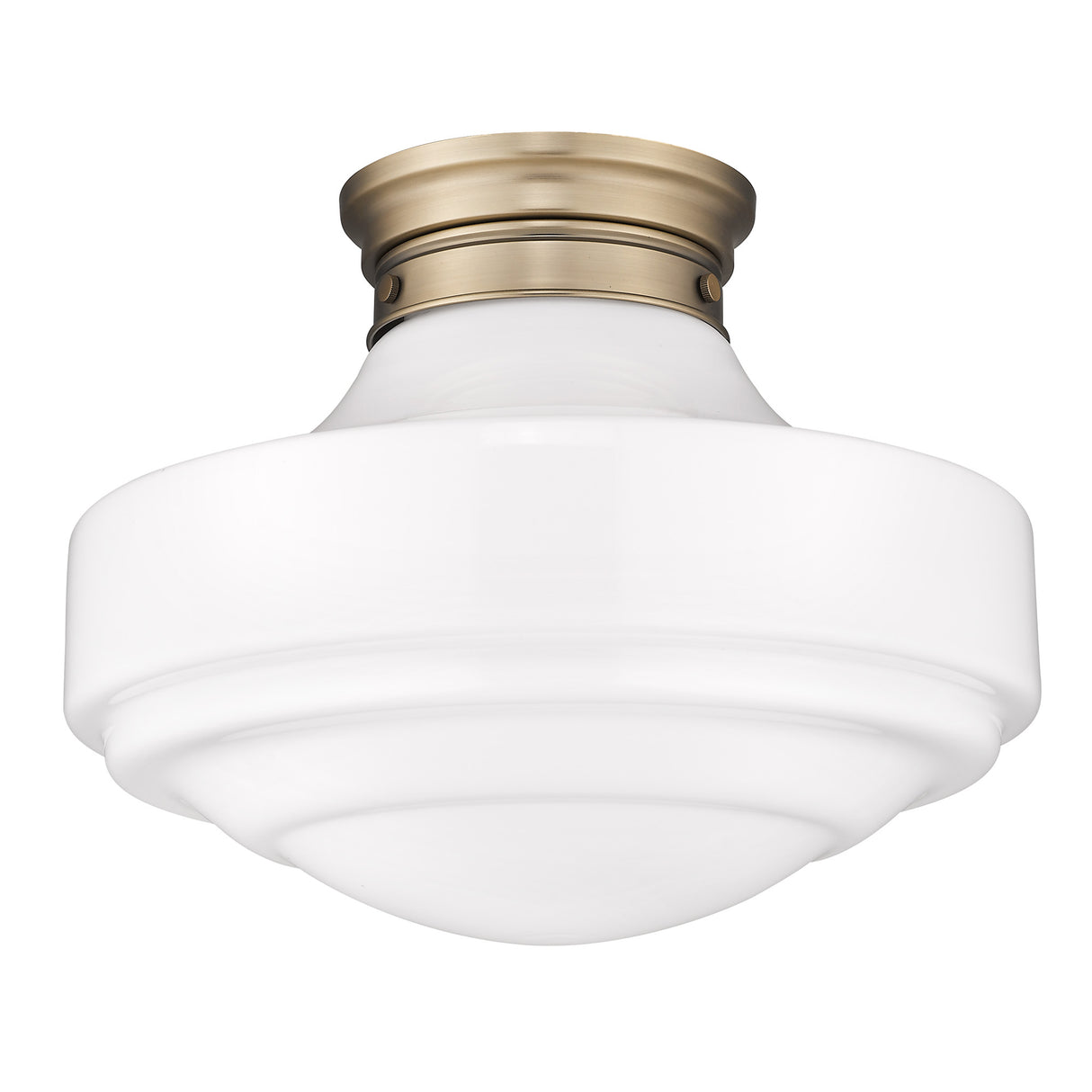Ingalls Large Semi-Flush in Modern Brass and Vintage Milk Glass Shade