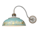 Kinsley 1 Light Articulating Wall Sconce in Aged Galvanized Steel with Antique Teal Shade