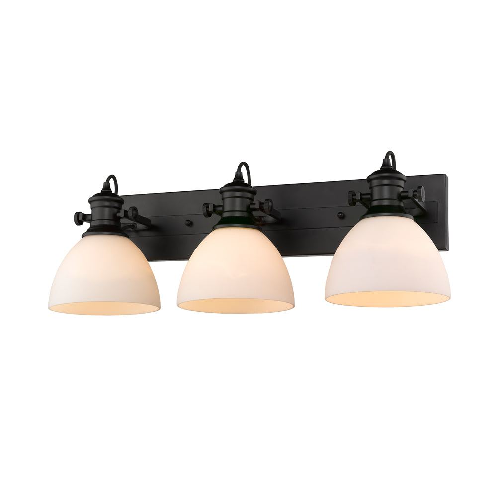 Hines 3-Light Bath Vanity in Matte Black with Opal Glass