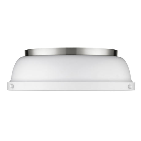 Duncan 14" Flush Mount in Pewter with a Matte White Shade
