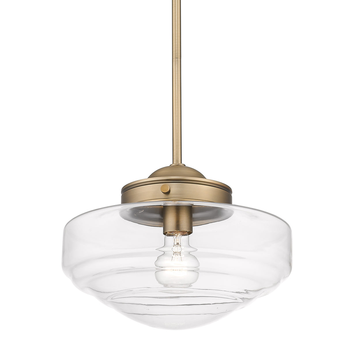 Ingalls Medium Pendant in Modern Brass and Clear Glass Shade
