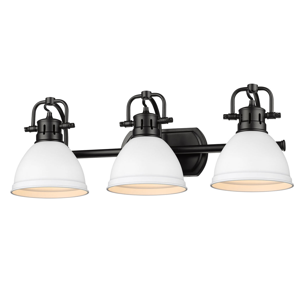 Duncan 3 Light Bath Vanity in Matte Black with a Matte White Shade