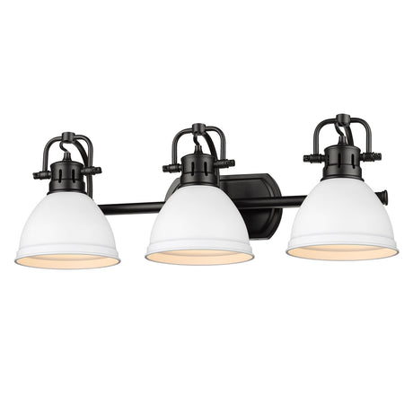 Duncan 3 Light Bath Vanity in Matte Black with a Matte White Shade