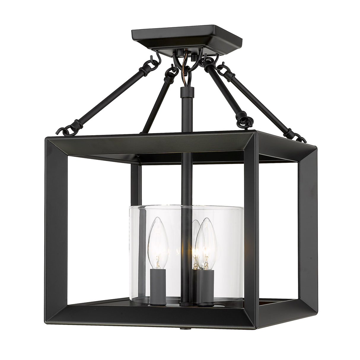 Smyth Semi-Flush in Matte Black with Clear Glass Shades