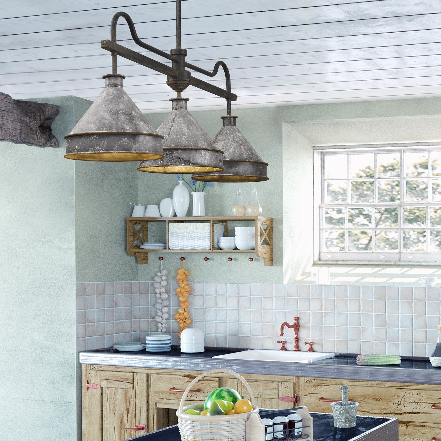 Jasper Linear Pendant in Antique Black Iron
