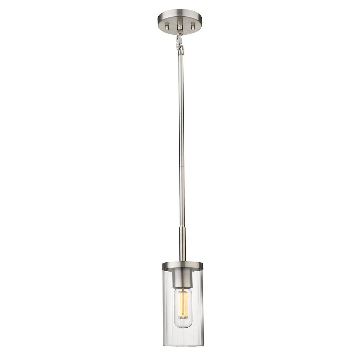Winslett Mini Pendant in Pewter with Ribbed Clear Glass Shade