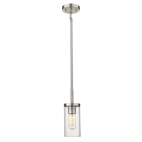 Winslett Mini Pendant in Pewter with Ribbed Clear Glass Shade