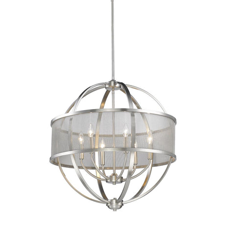 Colson PW 6 Light Chandelier (with shade) in Pewter