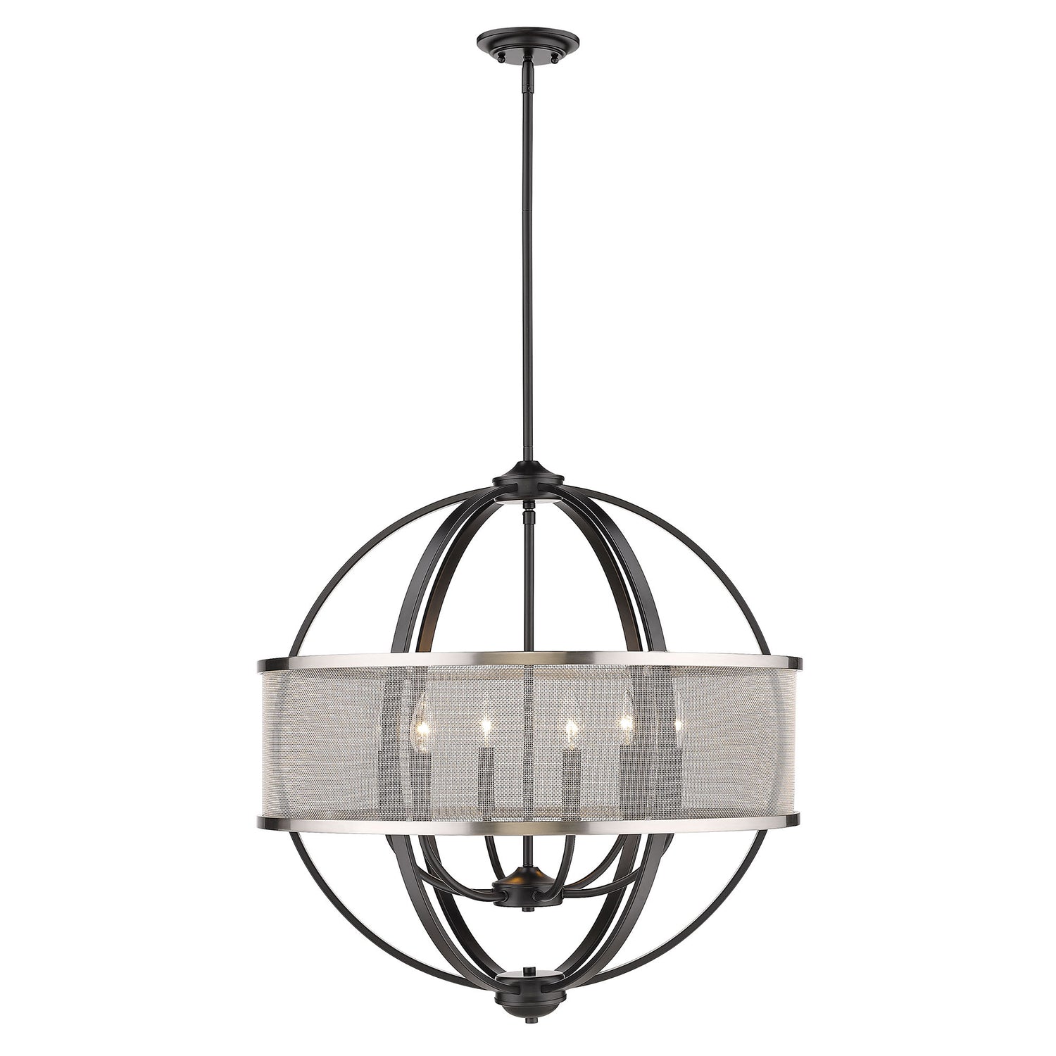Colson BLK 6 Light Chandelier (with Pewter shade) in Matte Black